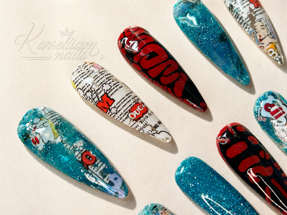 Pop Art Electric | Luxury Comic Press-On Nails|Size Small