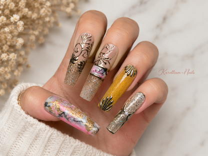 Blush Royale | XL Long Square Luxury Press-On Nails – Size Small