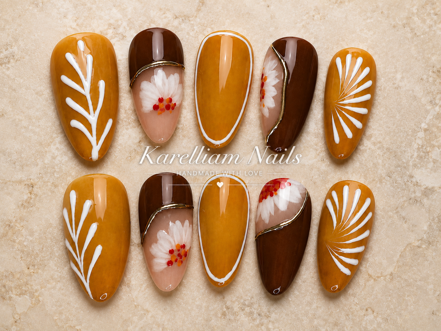 Honey Bloom | Handmade Floral Press-On Nails
