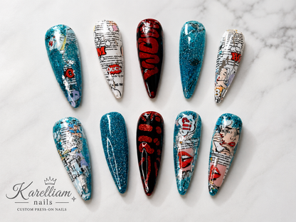 Pop Art Electric | Luxury Comic Press-On Nails|Size Small