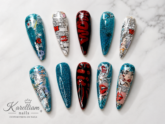 Pop Art Electric | Luxury Comic Press-On Nails|Size Small