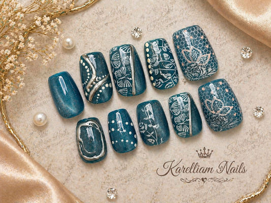 Floral Press-On Nails – Size Large